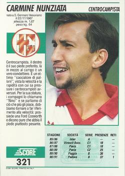 1992 Score Italian League #321 Carmine Nunziata Back