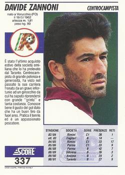 1992 Score Italian League #337 Davide Zannoni Back
