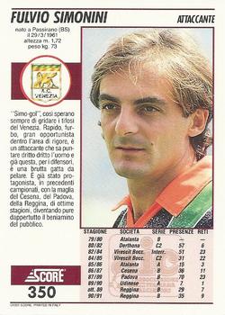 1992 Score Italian League #350 Fulvio Simonini Back