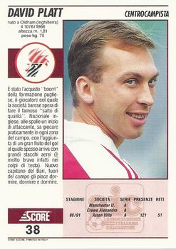 1992 Score Italian League #38 David Platt Back