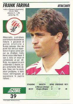1992 Score Italian League #39 Frank Farina Back