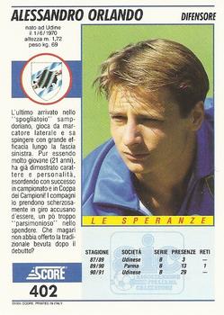 1992 Score Italian League #402 Alessandro Orlando Back