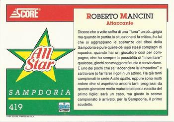1992 Score Italian League #419 Roberto Mancini Back