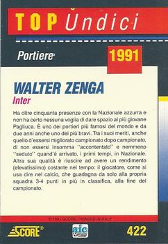 1992 Score Italian League #422 Walter Zenga Back