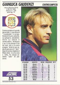 1992 Score Italian League #53 Gianluca Gaudenzi Back