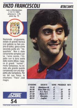 1992 Score Italian League #54 Enzo Francescoli Back