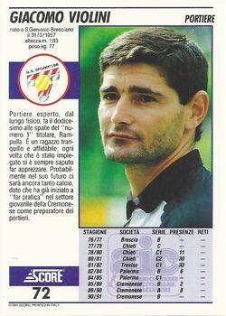 1992 Score Italian League #72 Giacomo Violini Back