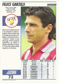 1992 Score Italian League #73 Felice Garzilli Back