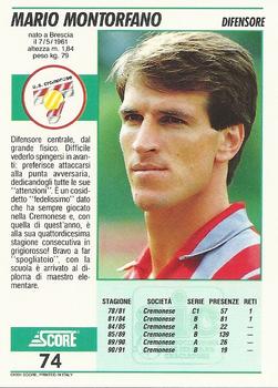 1992 Score Italian League #74 Mario Montorfano Back