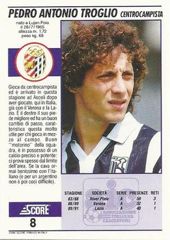 1992 Score Italian League #8 Pedro Antonio Troglio Back
