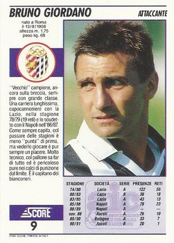 1992 Score Italian League #9 Bruno Giordano Back