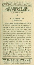 1935-36 Wills's Association Footballers #18 Jimmy Hampson  Back