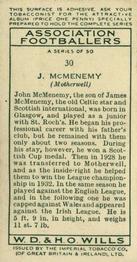 1935-36 Wills's Association Footballers #30 John McMenemy  Back