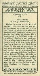 1935-36 Wills's Association Footballers #45 Tommy Walker  Back