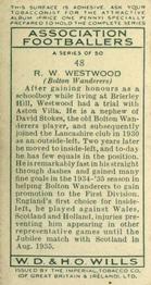 1935-36 Wills's Association Footballers #48 Ray Westwood  Back
