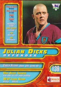 1997-98 Merlin Premier Gold #139 Julian Dicks  Back