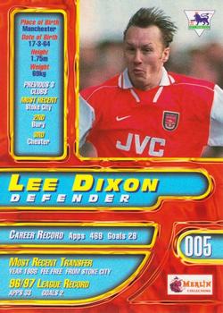1997-98 Merlin Premier Gold #5 Lee Dixon Back