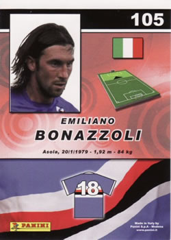 2008-09 Panini Real Action #105 Emiliano Bonazzoli Back