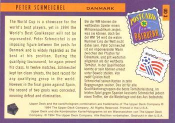 1994 Upper Deck World Cup Contenders English/German - UD Set #UD3 Peter Schmeichel Back