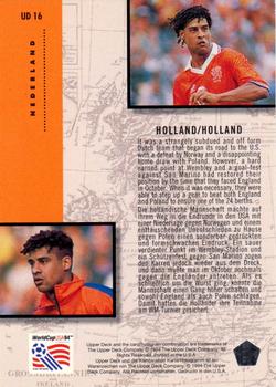 1994 Upper Deck World Cup Contenders English/German - UD Set #UD16 Holland (Frank Rijkaard) Back
