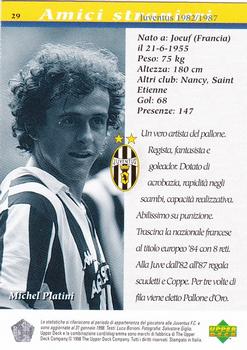 1998 Upper Deck Juventus FC #29 Michel Platini Back