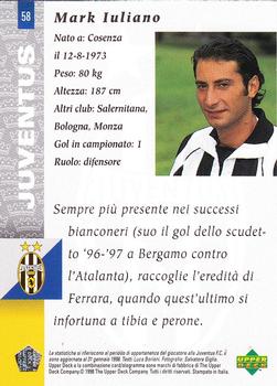 1998 Upper Deck Juventus FC #58 Mark Iuliano Back
