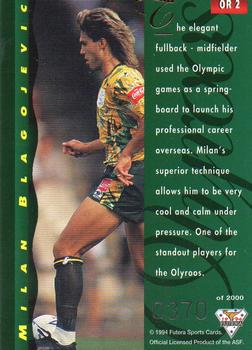 1994 Futera Australia NSL - Olympic Team #OR2 Milan Blagoievic Back