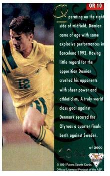 1994 Futera Australia NSL - Olympic Team #OR10 Damian Mori Back
