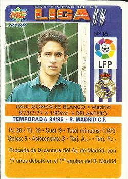 1995-96 Mundicromo Sport Las Fichas de La Liga #16 Raul Back