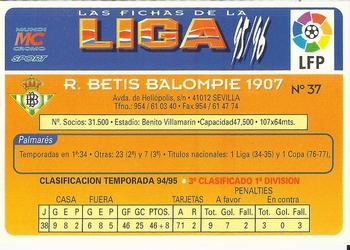 1995-96 Mundicromo Sport Las Fichas de La Liga #37 Team Card Back