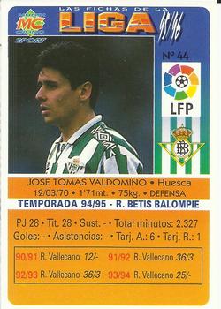 1995-96 Mundicromo Sport Las Fichas de La Liga #44 Josete Back