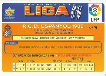 1995-96 Mundicromo Sport Las Fichas de La Liga #91 Team Card Back