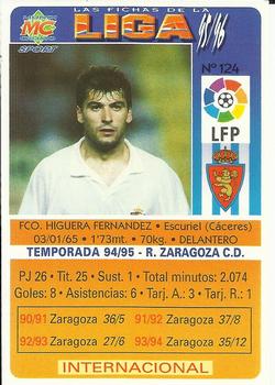 1995-96 Mundicromo Sport Las Fichas de La Liga #124 Higuera Back