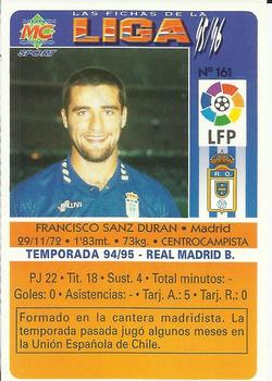 1995-96 Mundicromo Sport Las Fichas de La Liga #161 Paco Sanz Back