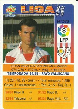 1995-96 Mundicromo Sport Las Fichas de La Liga #370 Palacios Back