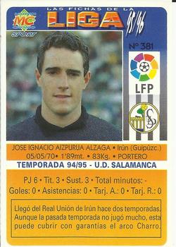 1995-96 Mundicromo Sport Las Fichas de La Liga #381 Aizpurua Back