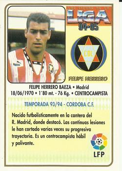 1994-95 Mundicromo Sport Las Fichas de La Liga - Ultima Hora #283 Felipe Herrero Back
