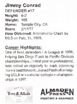 1999 Tony & Alba's San Jose Clash #NNO Jimmy Conrad Back