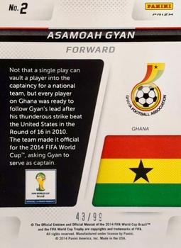 2014 Panini Prizm FIFA World Cup Brazil - Cup Captains Prizms Purple #2 Asamoah Gyan Back