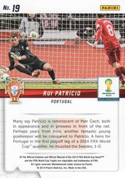 2014 Panini Prizm FIFA World Cup Brazil - Guardians #19 Rui Patricio Back