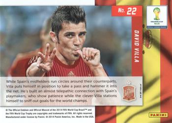 2014 Panini Prizm FIFA World Cup Brazil - Net Finders Prizms Blue and Red Blue Wave #22 David Villa Back