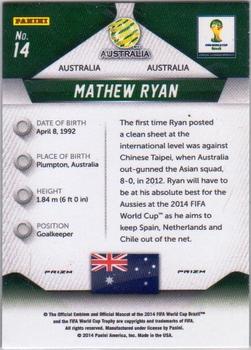 2014 Panini Prizm FIFA World Cup Brazil - Prizms #14 Mathew Ryan Back