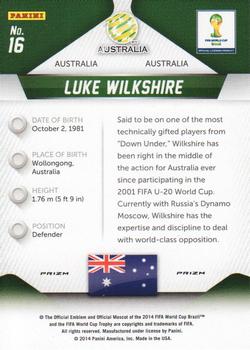 2014 Panini Prizm FIFA World Cup Brazil - Prizms #16 Luke Wilkshire Back