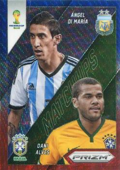 2014 Panini Prizm FIFA World Cup Brazil - World Cup Matchups Prizms Blue and Red Blue Wave #28 Angel Di Maria / Dani Alves Front