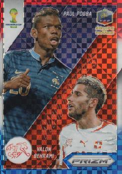 2014 Panini Prizm FIFA World Cup Brazil - World Cup Matchups Prizms Red, White and Blue Power Plaid #10 Paul Pogba / Valon Behrami Front