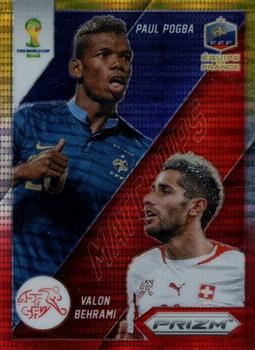 2014 Panini Prizm FIFA World Cup Brazil - World Cup Matchups Prizms Yellow and Red Pulsar #10 Paul Pogba / Valon Behrami Front