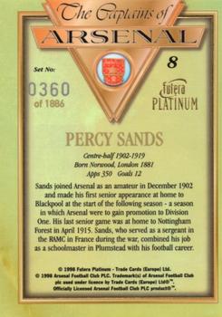 1998 Futera Platinum The Captains of Arsenal #8 Percy Sands Back
