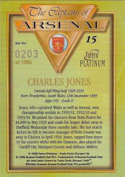 1998 Futera Platinum The Captains of Arsenal #15 Charles Jones Back