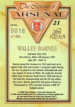 1998 Futera Platinum The Captains of Arsenal #21 Walley Barnes Back