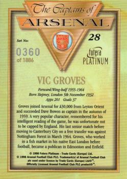 1998 Futera Platinum The Captains of Arsenal #28 Vic Groves Back